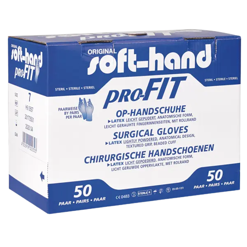 Soft-Hand Pro-Fit Latex OP-Handsch. AP 50 Paar Gr.7,5 gepudert