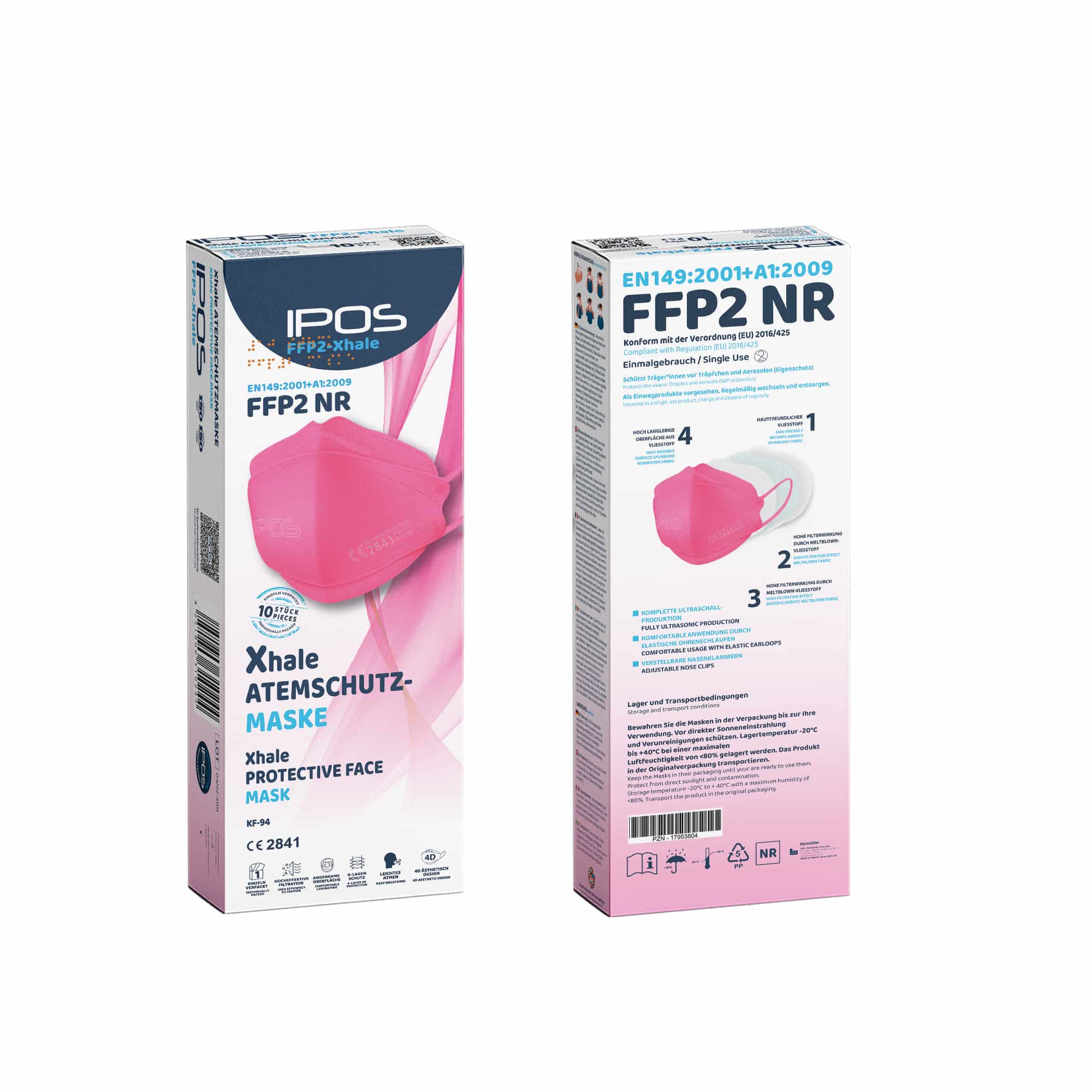 IPOS Xhale FFP2 Fischmaske 10er Box Pink