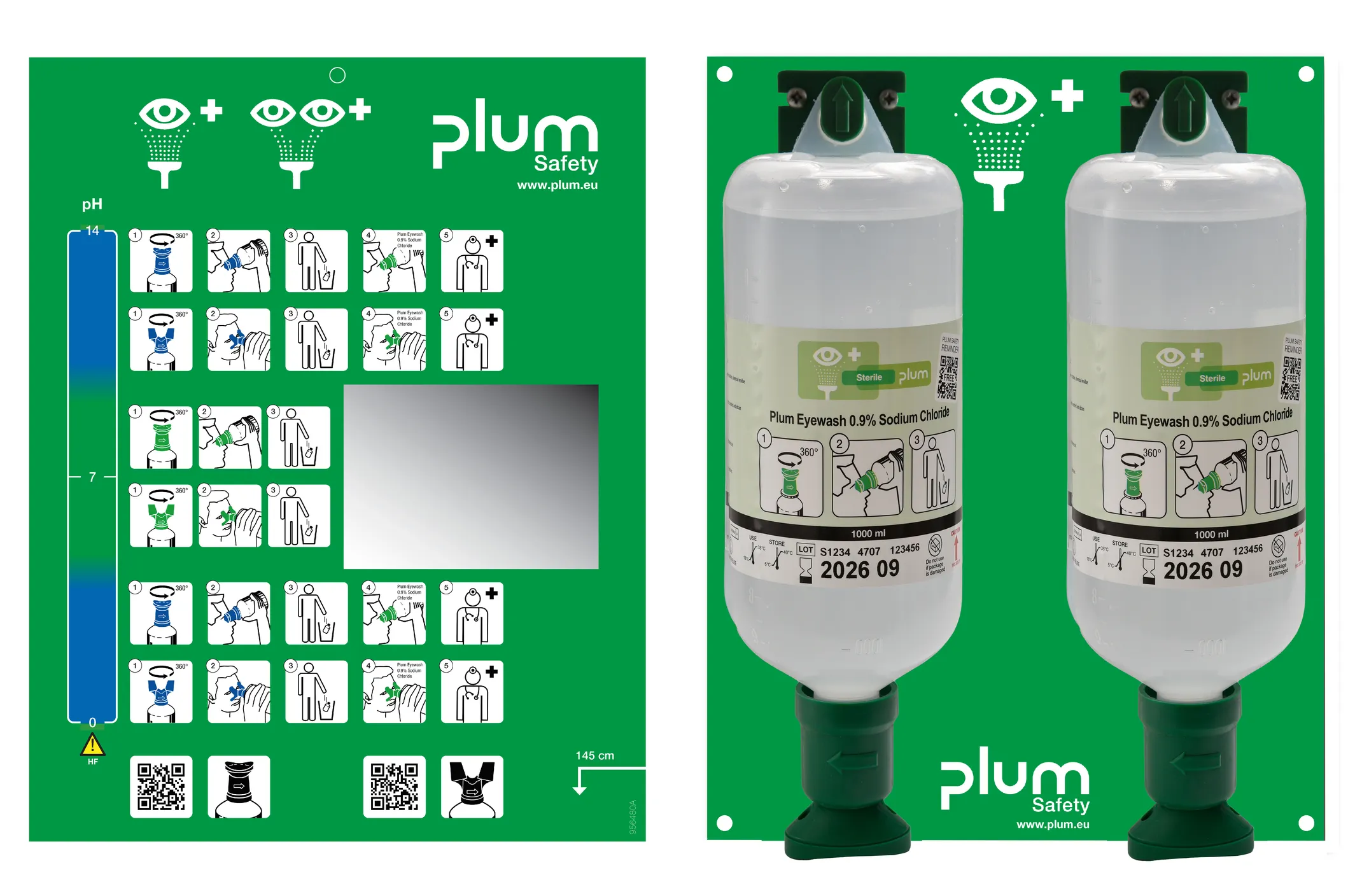 Plum Eyewash Station Maxi + 2x Eyewash Sodium Chloride 1000