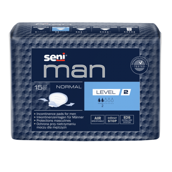 Seni Man anatomische Inkontinenzeinlage Normal Level 2 für Männer 15 Stück Seni Man anatomische Inkontinenzeinlage Normal Level 2 für Männer 15 Stück