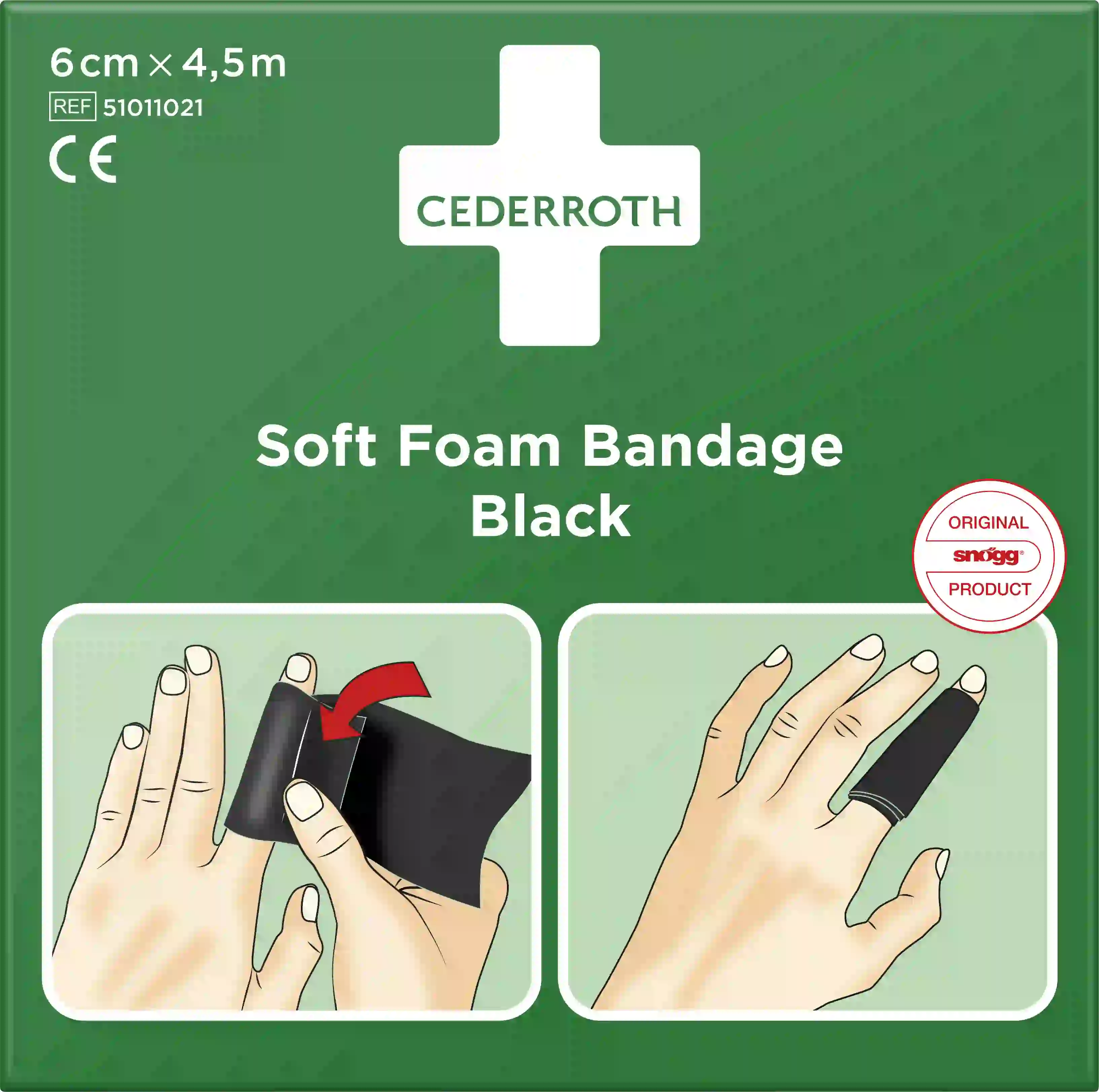 Cederroth Soft Foam Pflasterverband Schwarz 6 cm x 4.5 m