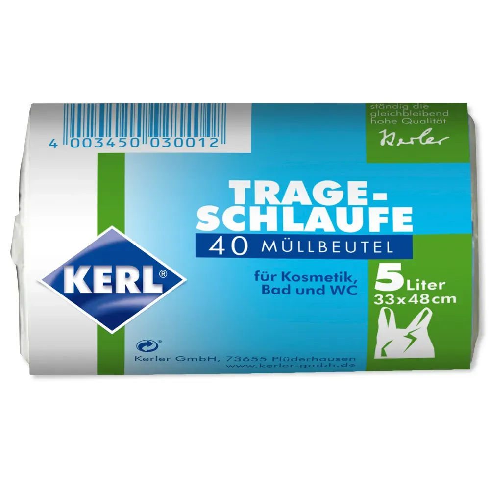 Kerl Mülleimerbeutel mit Trageschlaufe 5 Liter 33 x 48 cm Kerl Mülleimerbeutel mit Trageschlaufe 5 Liter 33 x 48 cm