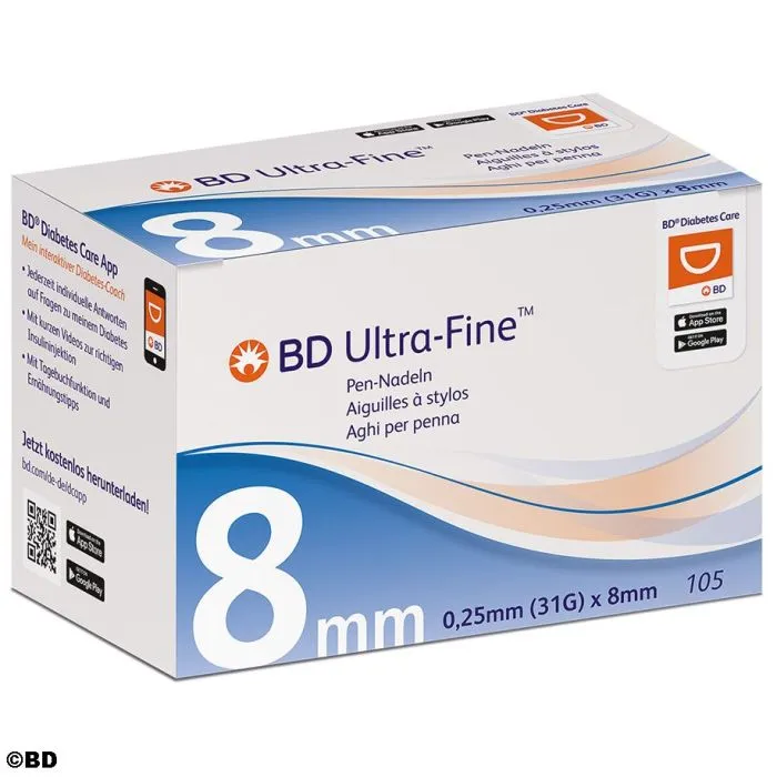 BD Ultra-Fine Pen-Nadeln 8mm 31G / 105 Stück