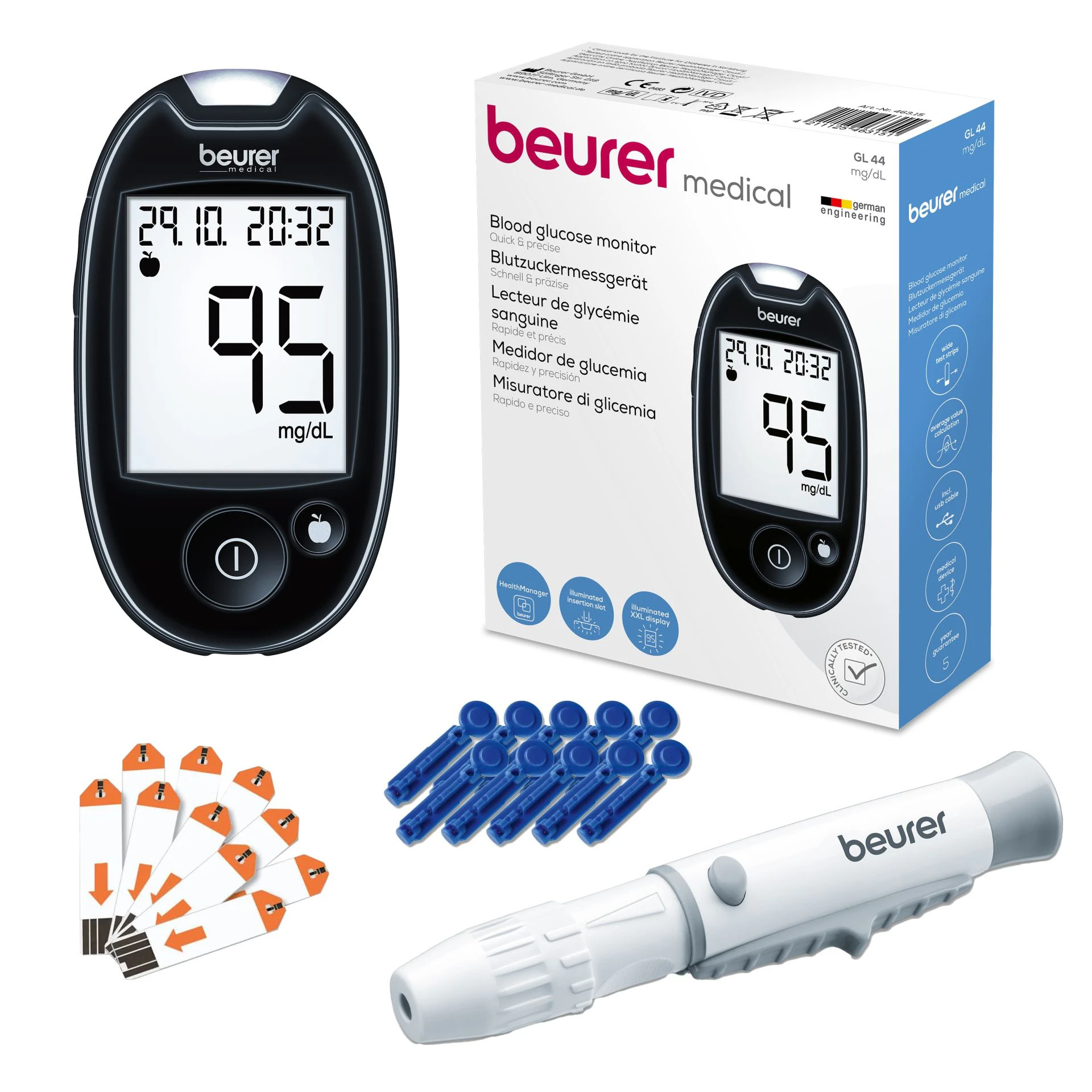 GL 44 mg/dL Blutzuckermessgerät - Black