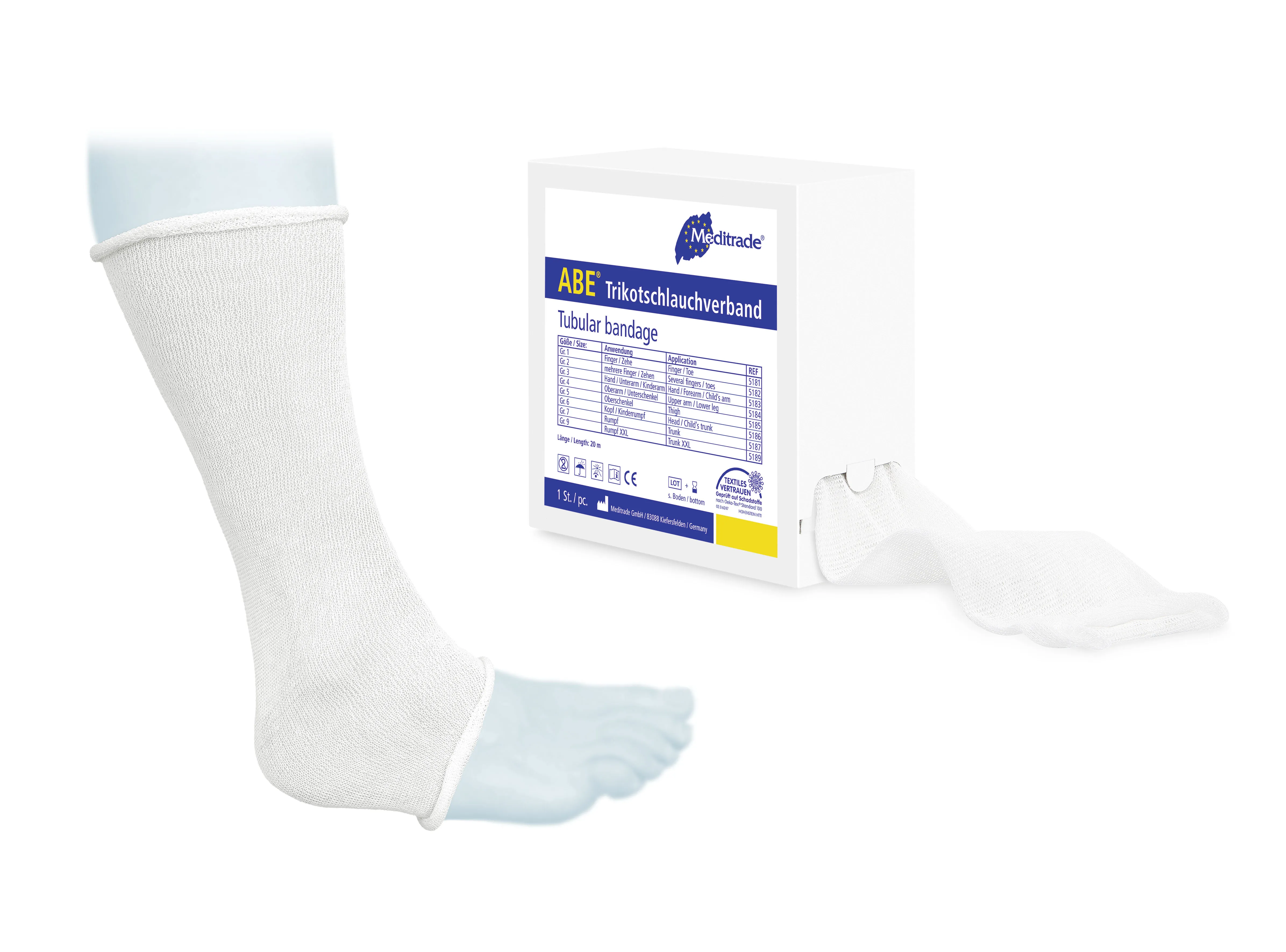 ABE® Trikotschlauchverband, 6 cm x 20 m, Oberarm, Unterschenkel