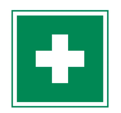 Rettungszeichen weiß / grün 80 x 80 mm nachleuchtend