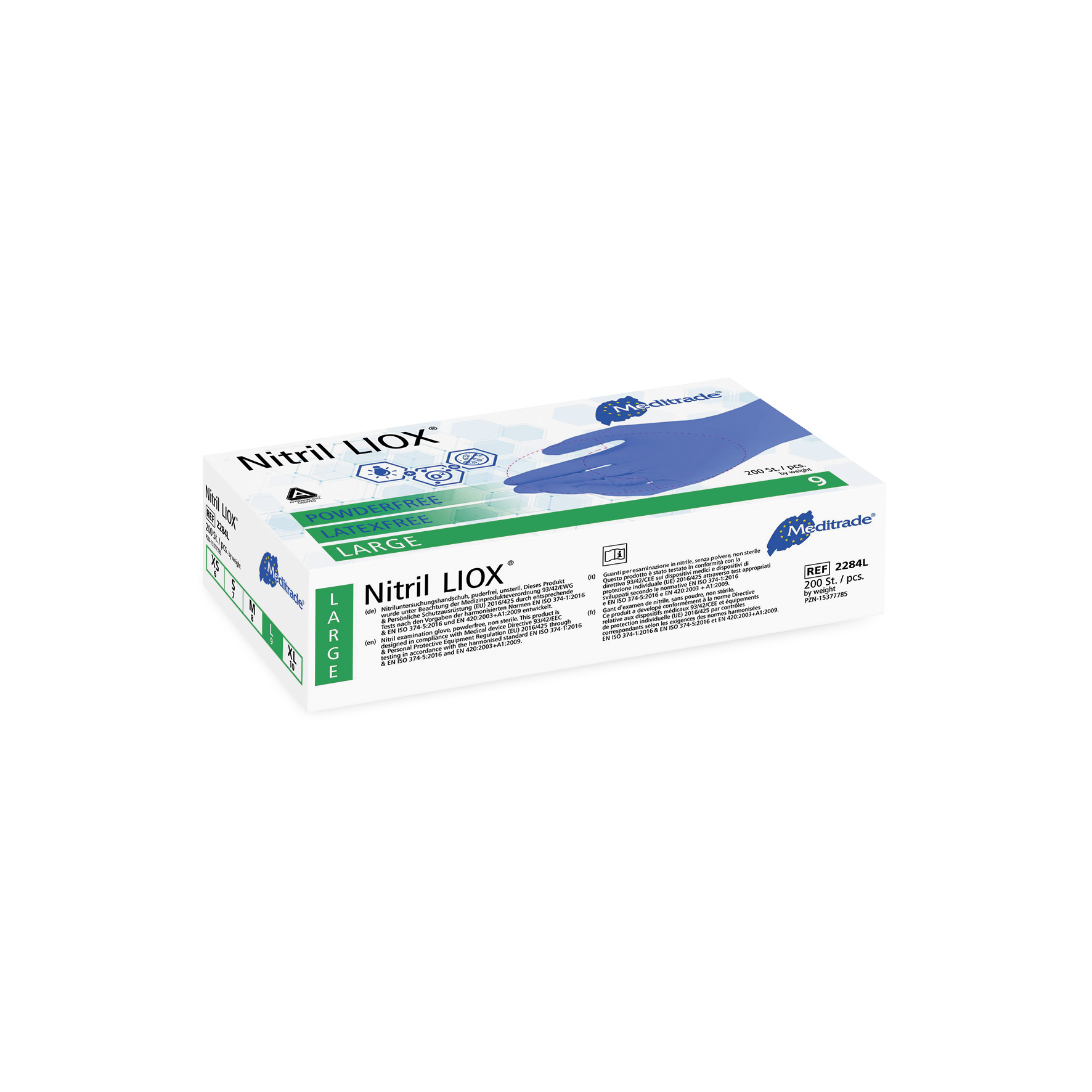 Meditrade Nitril LIOX® antimikrobieller Untersuchungshandschuh, Größe L
