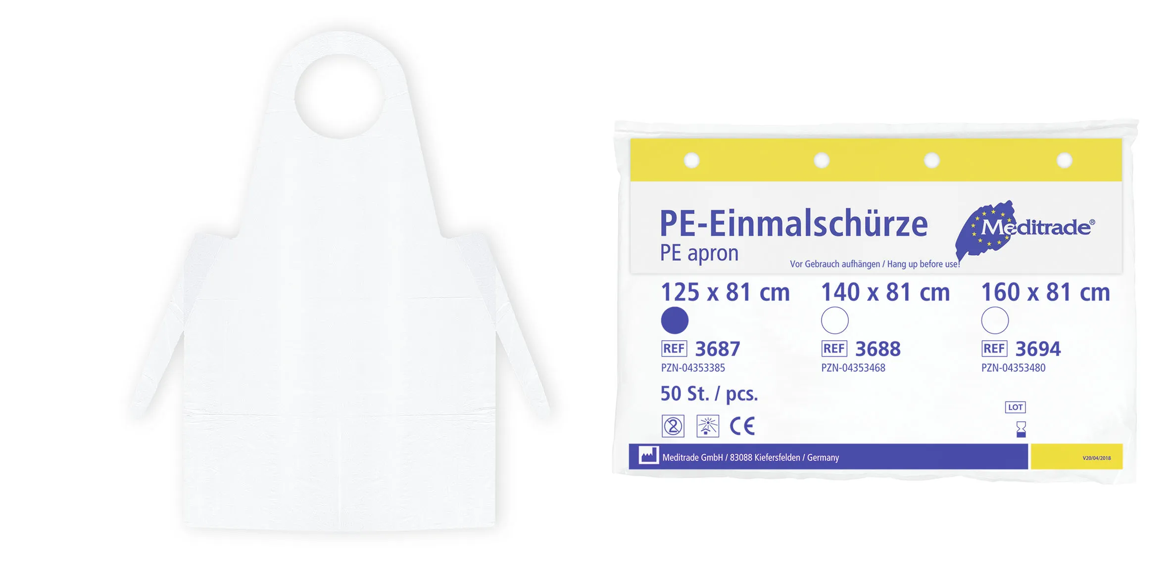 PE-Einmalschürze, geblockt