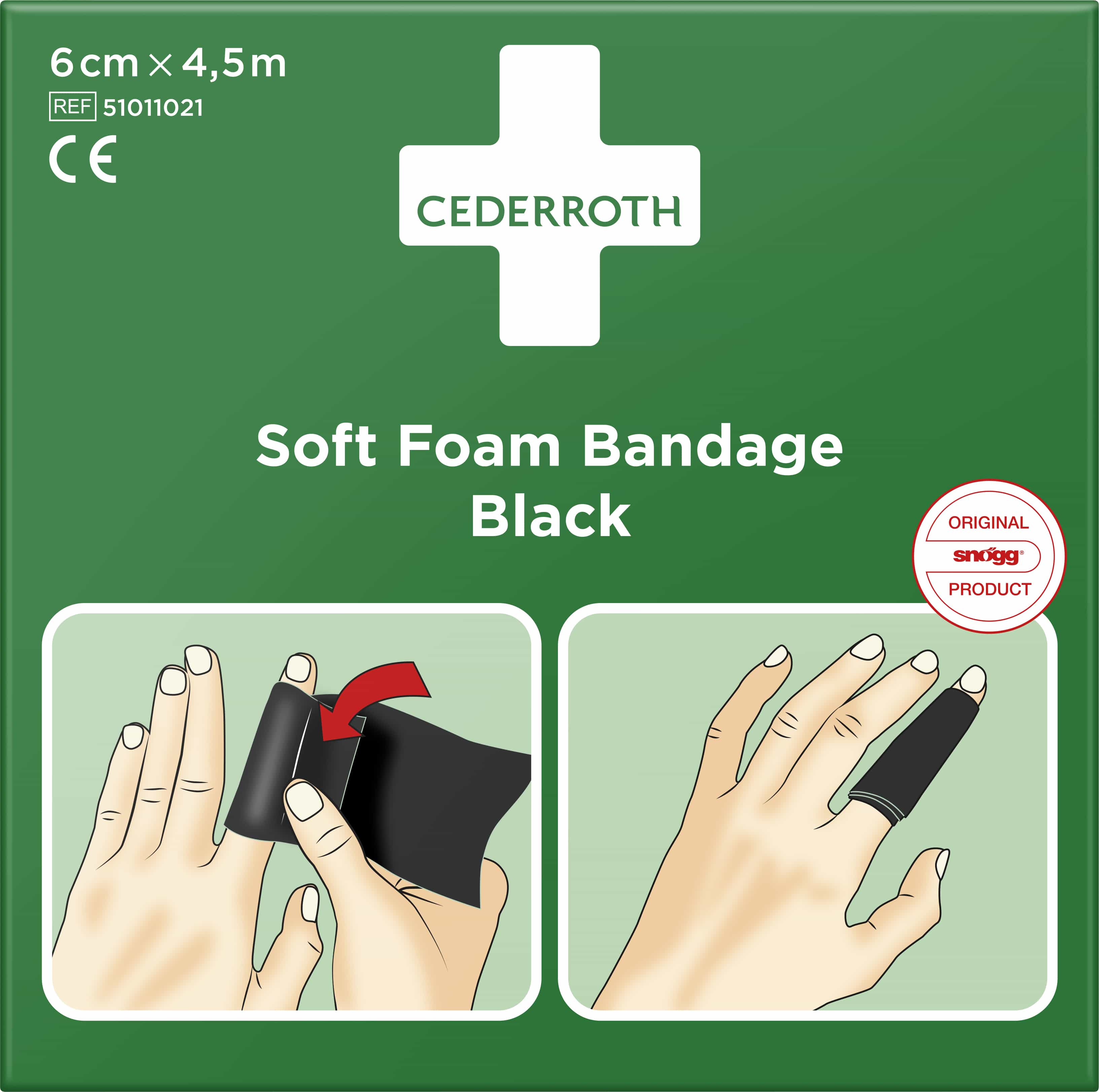 Cederroth Soft Foam Pflasterverband Schwarz 6 cm x 4.5 m